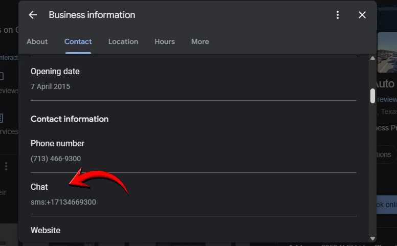 chat with customers from your business profile