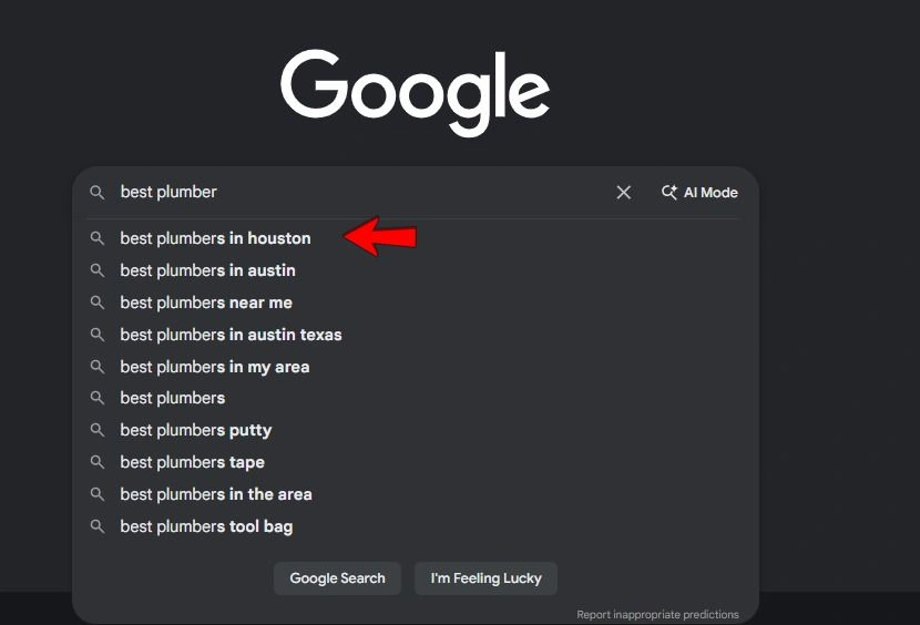 google auto complete suggestions