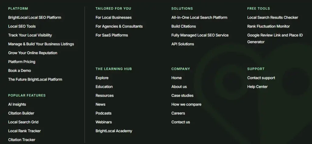 Footer Internal Links
