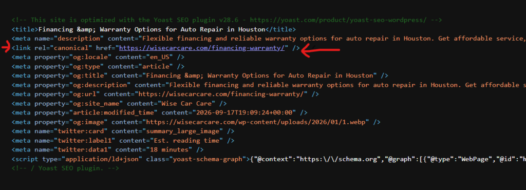 Canonical Tag Example